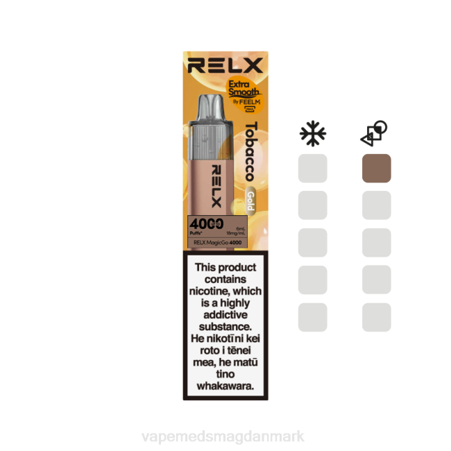 Vape Uden Nikotin - RELX MagicGo 4000 engangs vape tobak (guld) 08442