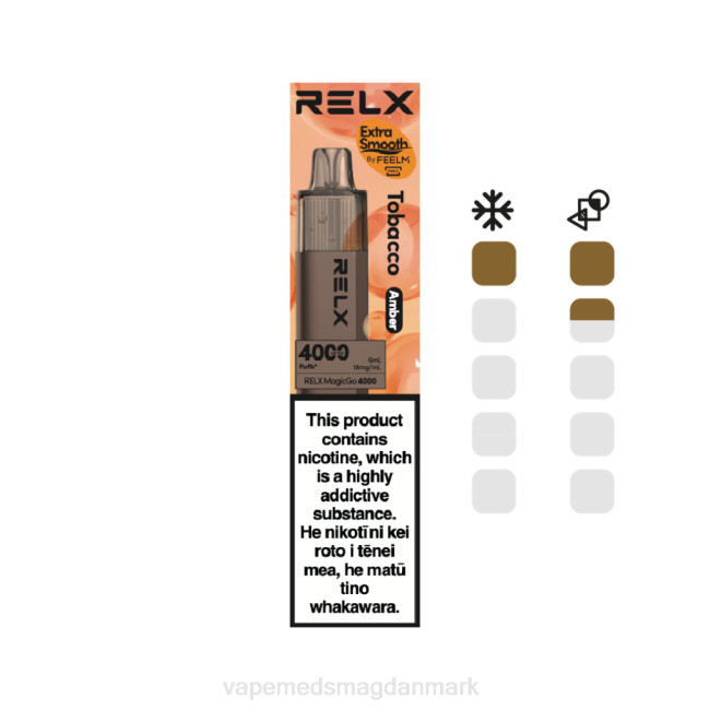 Vape Væske - RELX MagicGo 4000 engangs vape tobak (rav) 08445
