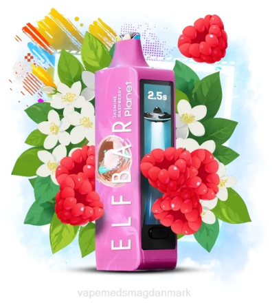 Disposable Vape Danmark - Elf Bar Planet 25.000 jasmin hindbær B4PH19