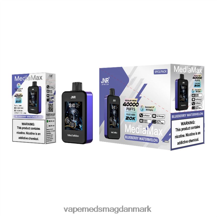 JNR MediaMax 40k pust blåbær vandmelon T4NZ8V12 Vape Uden Nikotin