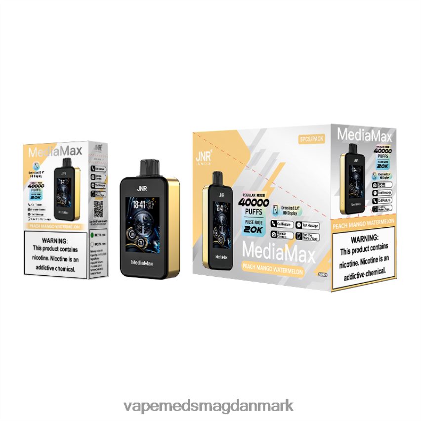 JNR MediaMax 40k pust fersken mango vandmelon T4NZ8V15 Vape Væske