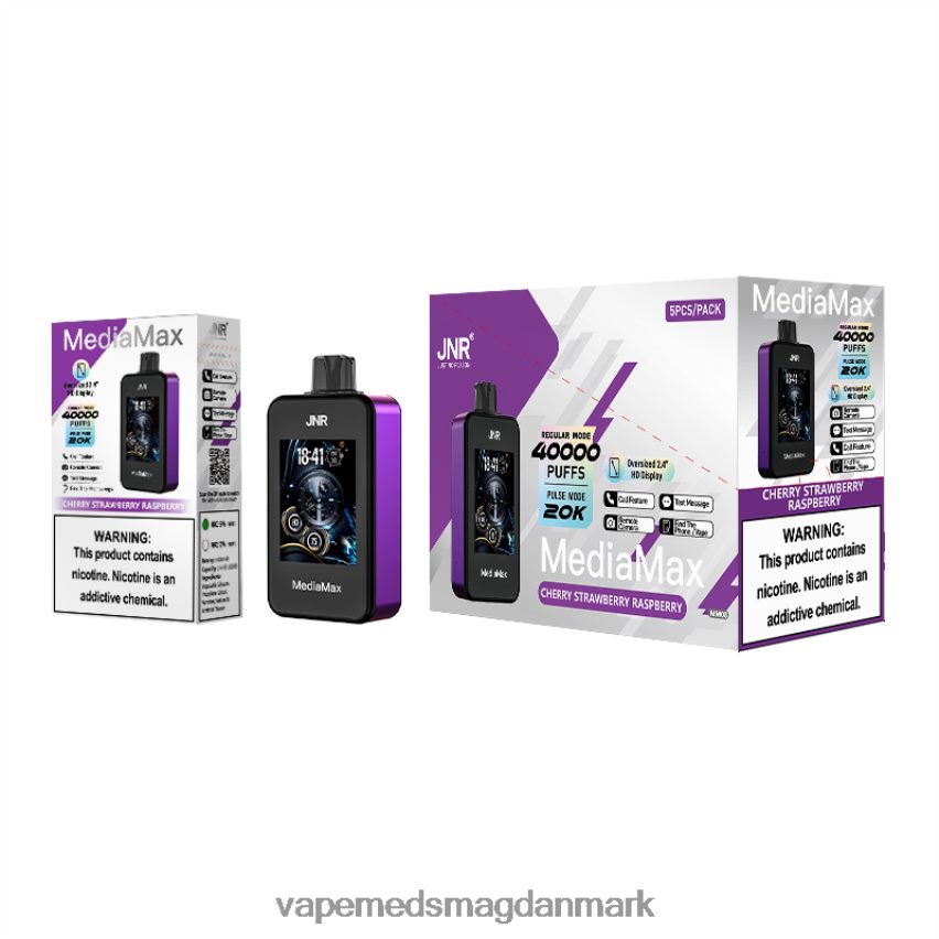 JNR MediaMax 40k pust kirsebær jordbær hindbær T4NZ8V14 Disposable Vape Danmark