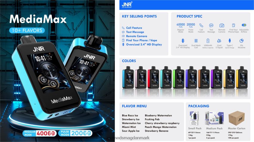 JNR MediaMax 40k pust miami mynte T4NZ8V19 Disposable Vape Danmark