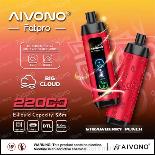 Vape Juice - Aivono Fatpro 22000 2H4L8 jordbærpunch
