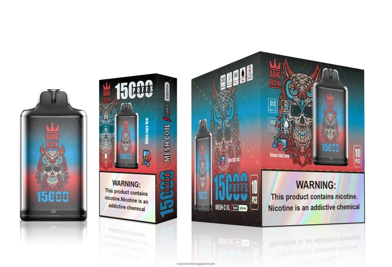 Vape Juice - Bang Box s1-15000 pust blå razz is Z82JX108