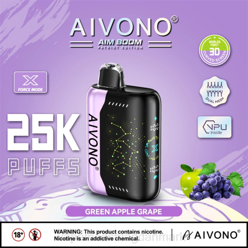 Vape Med Smag - Aivono AIM BOOM 25.000 2H4L346 grøn æbledrue