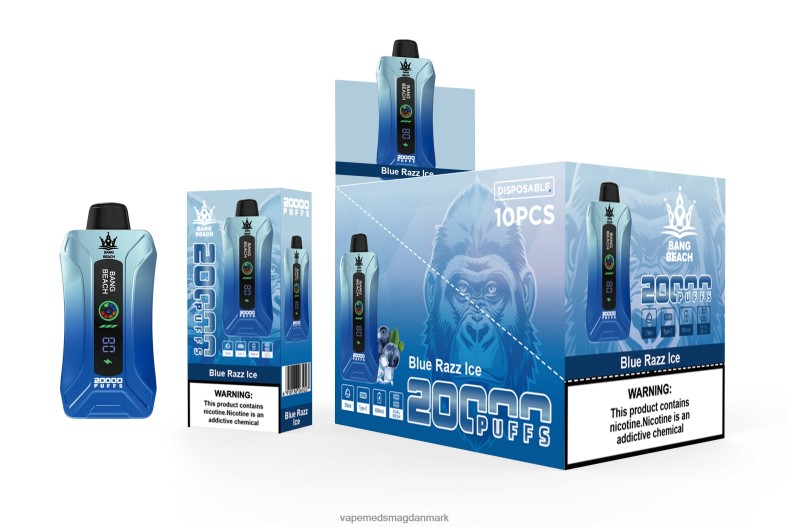 Vape Med Smag - Bang Beach 20000 pust smart screen vape blå razz is Z82JX11