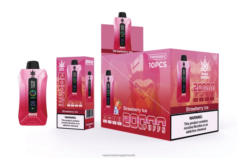 Vape Med Smag - Bang Beach 20000 pust smart screen vape jordbæris Z82JX6