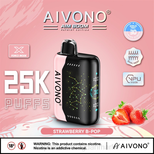 Vape Uden Nikotin - Aivono AIM BOOM 25.000 2H4L352 jordbær b-pop