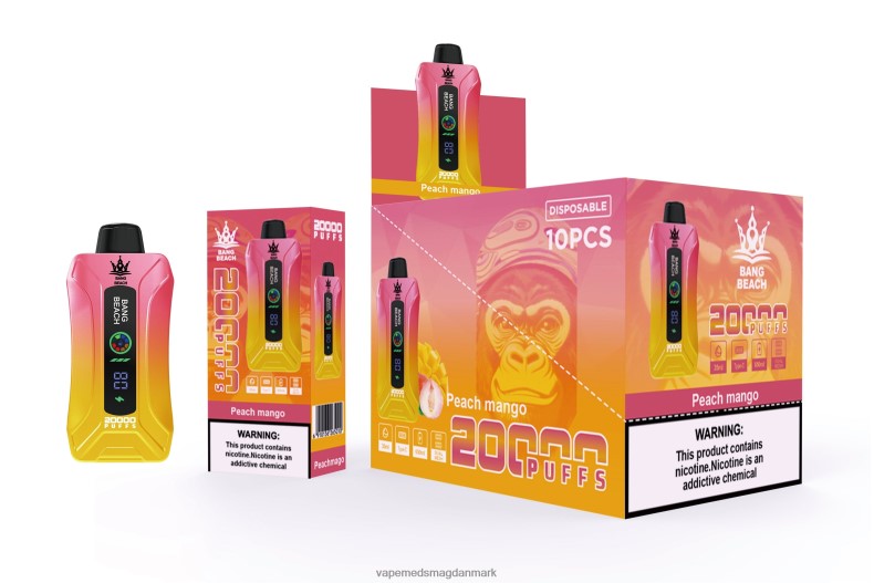 Vape Uden Nikotin - Bang Beach 20000 pust smart screen vape fersken mango Z82JX2