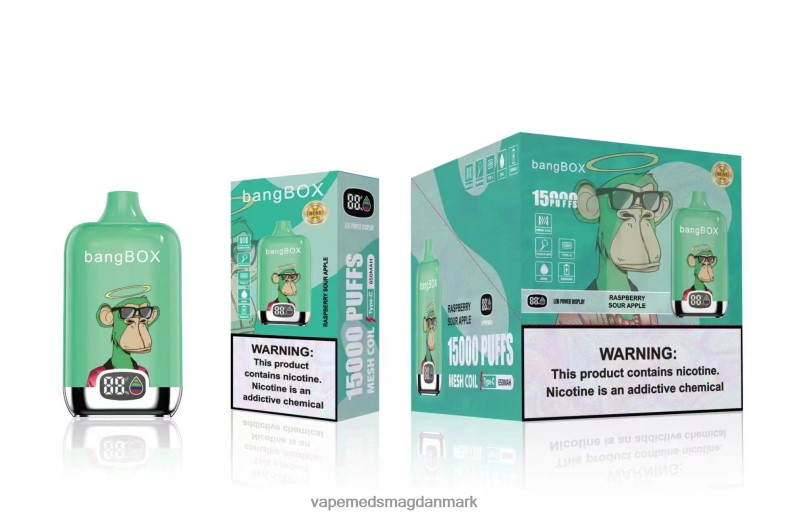 Vape Uden Nikotin - Bang Box 15000 pust hindbær sur æble Z82JX42