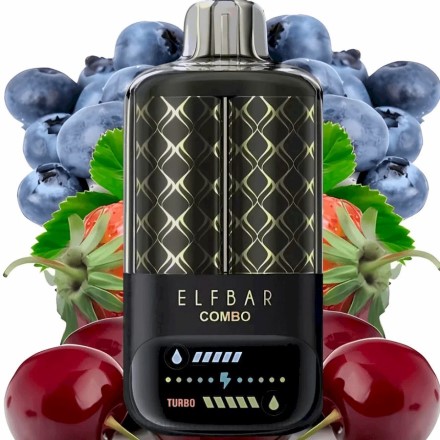 Vape Uden Nikotin - Elf Bar Combo 25.000 blåbær sur hindbær & kirsebær B4PH2