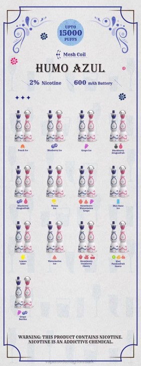 Vape Uden Nikotin - Humo Azul 15000 sug 2% engangs 46TD112