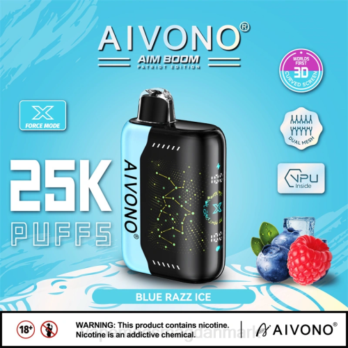 Vape Væske - Aivono AIM BOOM 25.000 2H4L345 blå razz is