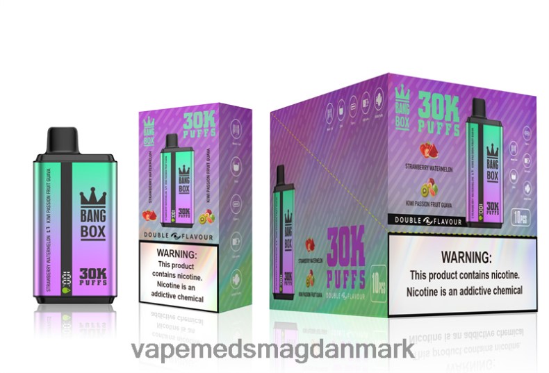 Vape Væske - Bang Box 30000 pust dobbelt smag jordbær vandmelon & kiwi passionsfrugt guava Z82JX70
