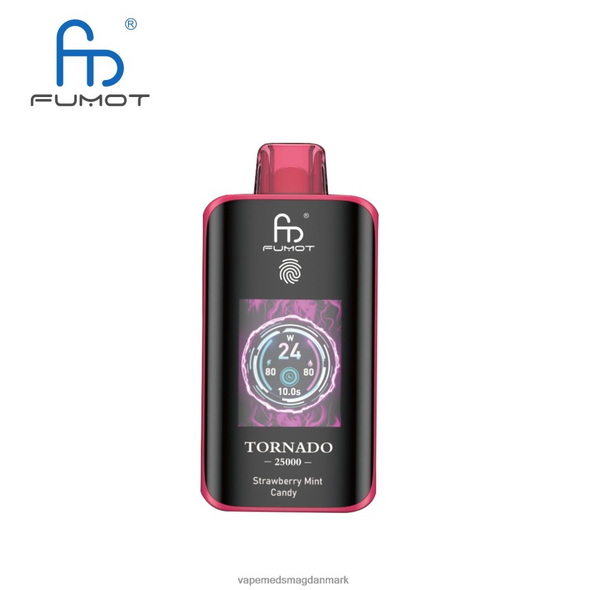 Vape Væske - Fumot Tornado 25000 engangs vape jordbær mynte slik J60R2V15
