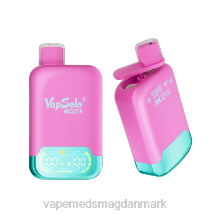 Vape Væske - Vapsolo TWINS engangs vape jordbær hindbær kirsebæris og drueis 46TD145
