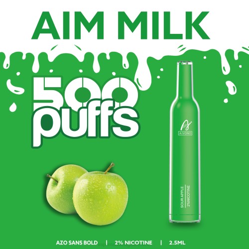 Vape Uden Nikotin - Aivono AIM MILK 500 2H4L267 surt æble