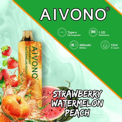Vape Juice - Aivono AIM GUN 7000 2H4L108 jordbær vandmelon fersken