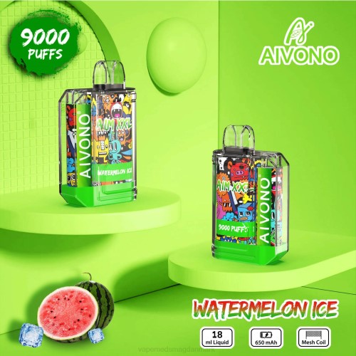 Vape Juice - Aivono AIM XXL 9000 mund klistermærke gennemsigtig 2H4L48 vandmelon is