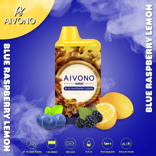 Vape Med Smag - Aivono AIM MAGIC 5800 mouth box cigaret 2H4L91 blå hindbær citron