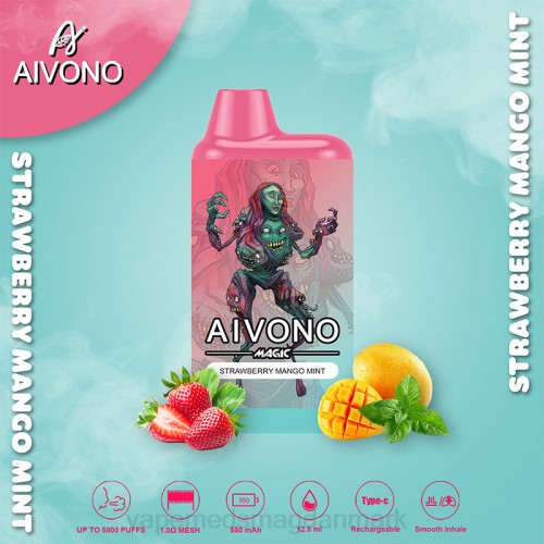 Vape Uden Nikotin - Aivono AIM MAGIC 5800 mouth box cigaret 2H4L97 jordbær mango mynte