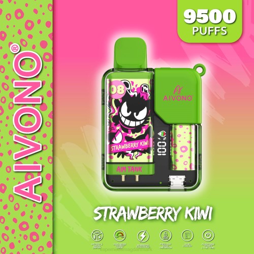 Vape Uden Nikotin - Aivono AIM TANK 9500 2H4L47 jordbær kiwi