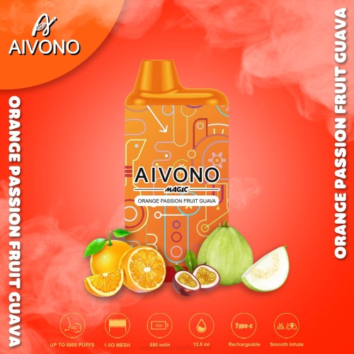 Vape Væske - Aivono AIM MAGIC 5800 mouth box cigaret 2H4L90 orange passionsfrugt guava