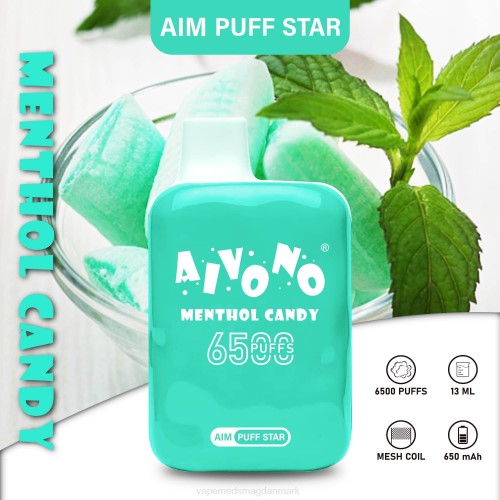 Vape Væske - Aivono AIM PUFF STAR 6500 2H4L295 mentol slik
