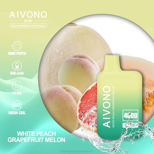 Disposable Vape Danmark - Aivono AIM BOXX 4000 2H4L224 hvid fersken grapefrugt melon