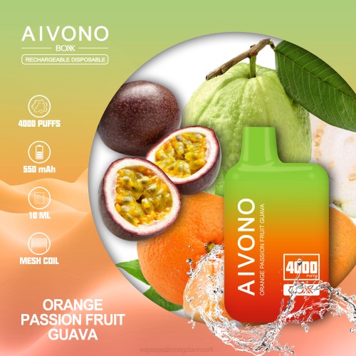 Vape Uden Nikotin - Aivono AIM BOXX 4000 2H4L212 orange passionsfrugt guava
