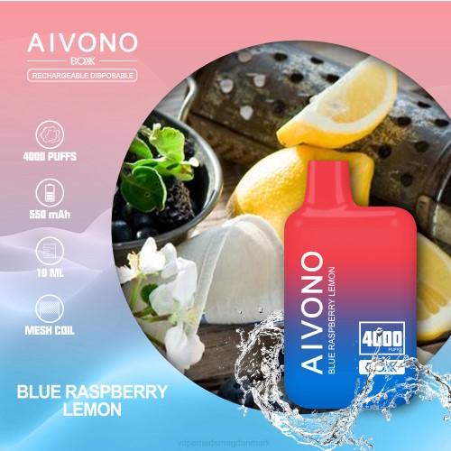 Vape Uden Nikotin - Aivono AIM BOXX 4000 2H4L217 blå hindbær citron