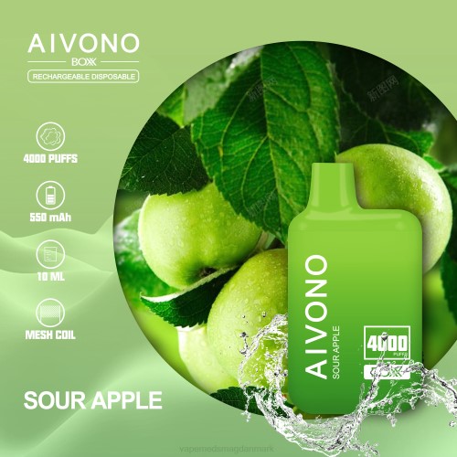 Vape Væske - Aivono AIM BOXX 4000 2H4L220 surt æble