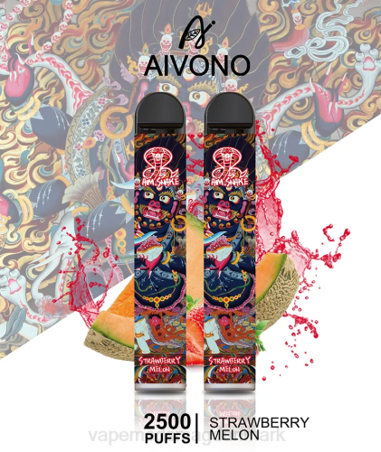 Vape Væske - Aivono AIM SNAKE 2500 2H4L320 jordbær melon