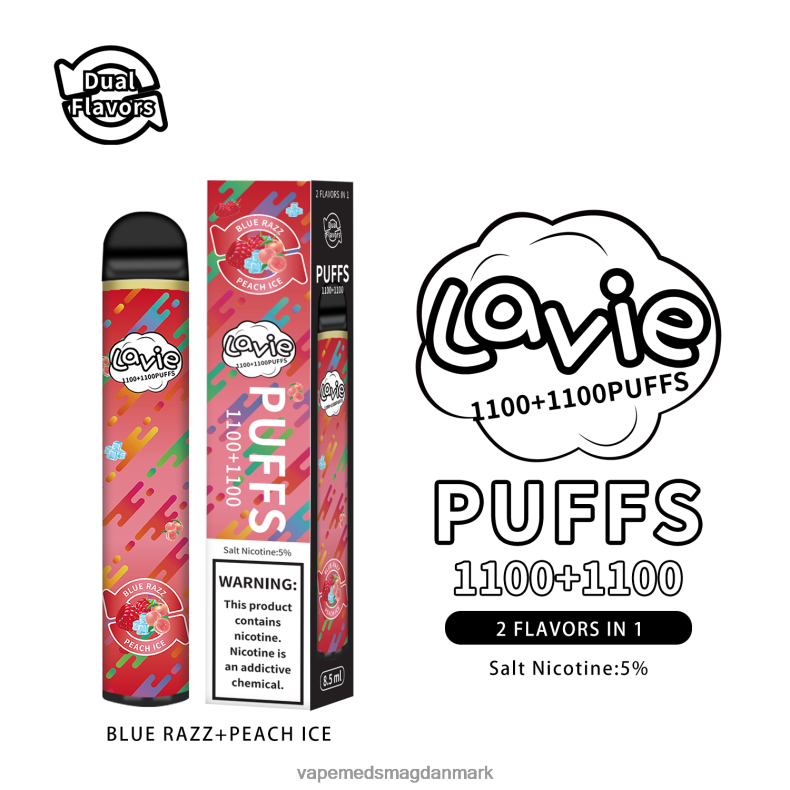 Vape Juice - LAVIE BAR Switch 2200 pust blå razz/ferskenis J6TD6298