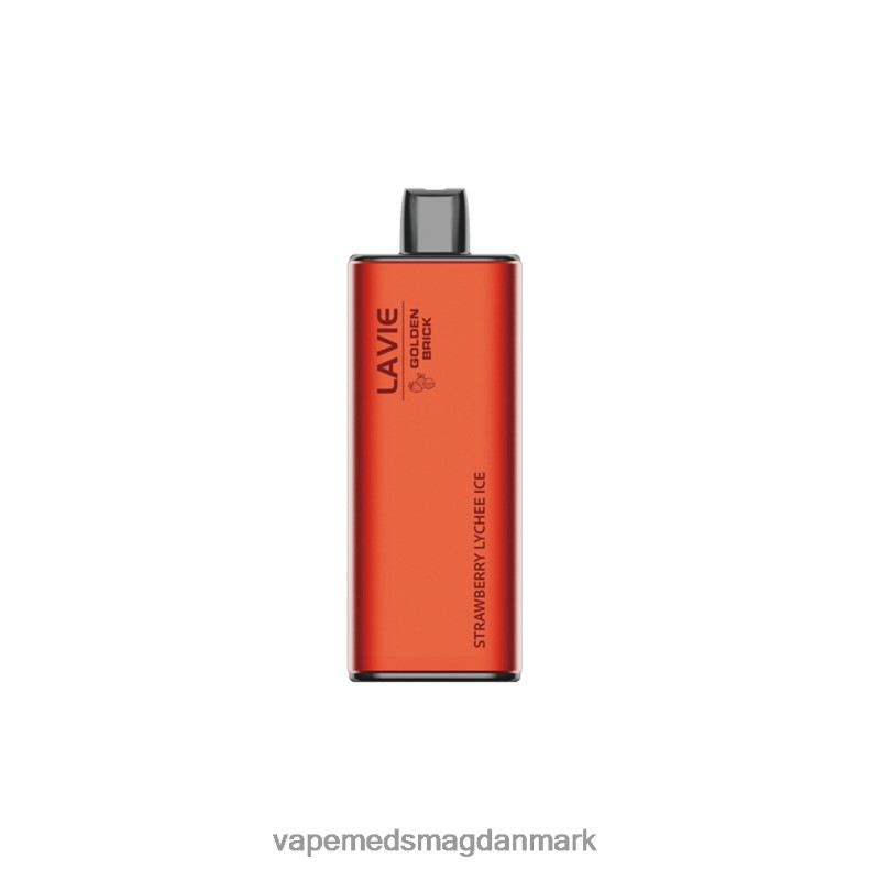 Vape Uden Nikotin - LAVIE GOLDEN BRICK 10000 pust jordbær litchi is J6TD667