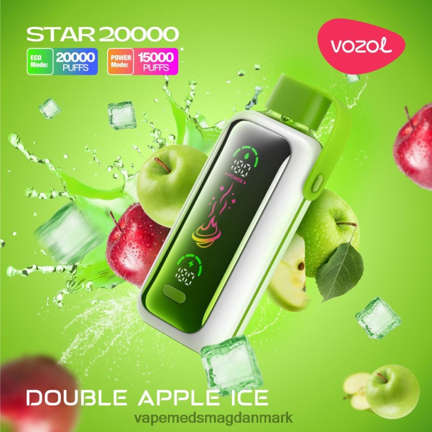 Vape Uden Nikotin - VOZOL STAR 20.000 L88HVJ7 dobbelt æbleis