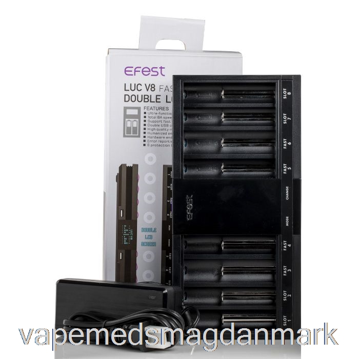 Vape Uden Nikotin Efest Luc V8 Dobbelt Lcd Skærm Hurtig Batterioplader