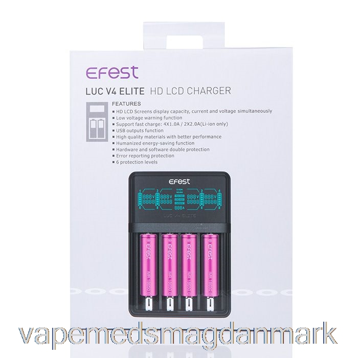 Vape Uden Nikotin Efest Luc V4 Elite Hd Lcd Oplader