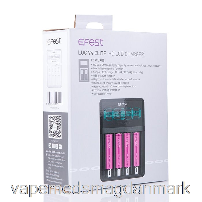 Vape Uden Nikotin Efest Luc V4 Elite Hd Lcd Oplader