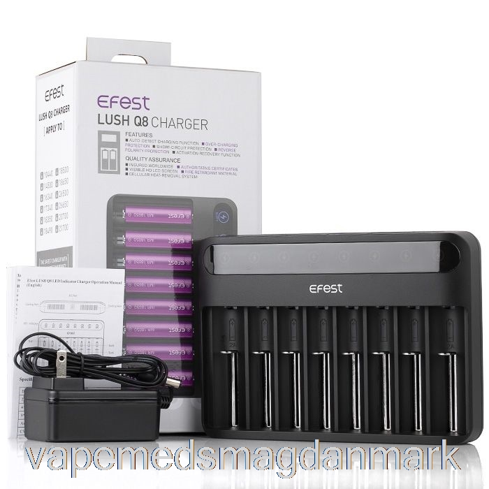 Engangs Vape Danmark Efest Lush Q8 8 Bay Intelligent Batterioplader